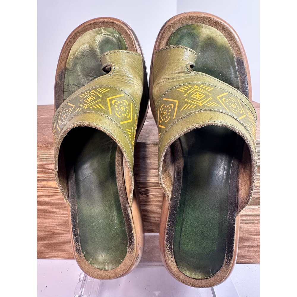 Dansko VTG Leather Comfort Slides Toe Loop Portugal Boho Y2K Rare 90s 38/ 7.5-8 - Picture 8 of 10